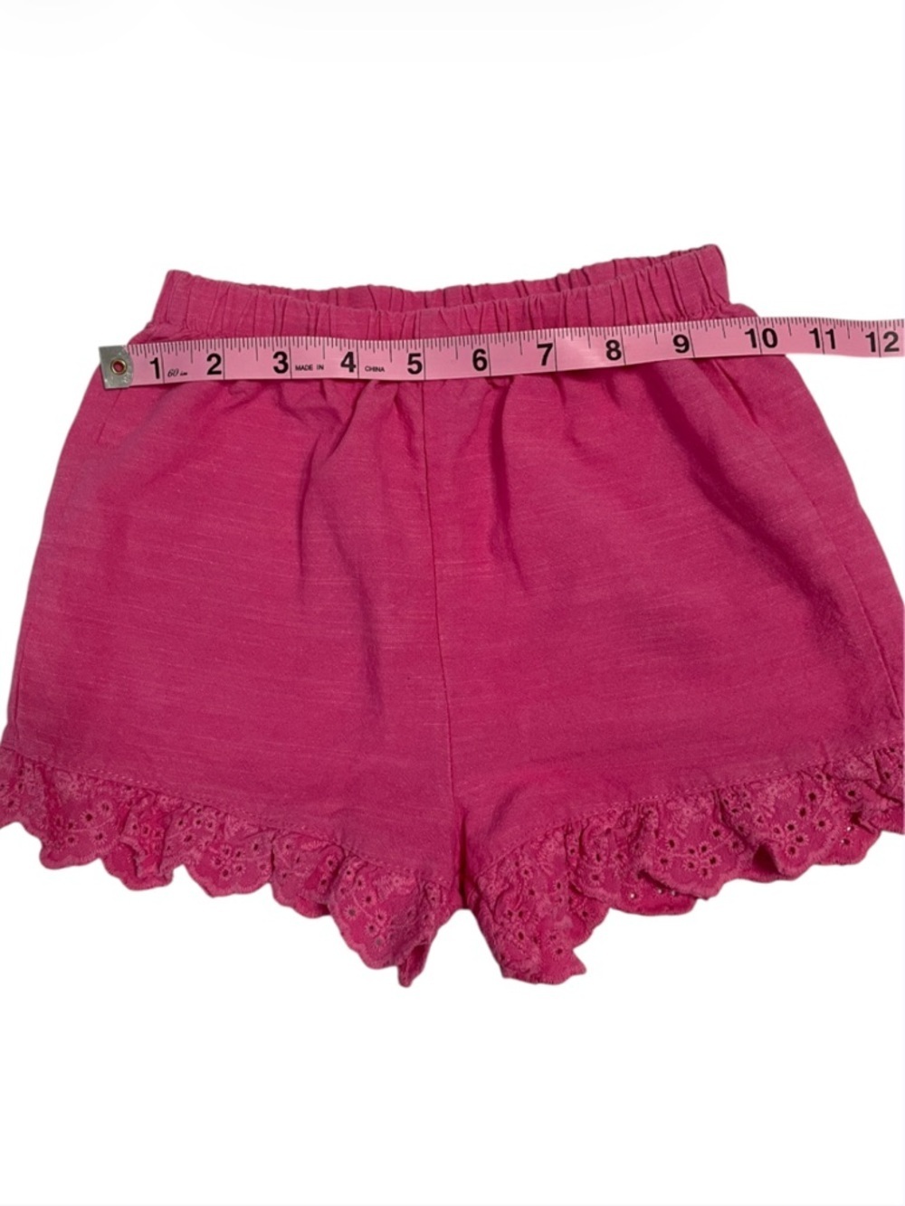Tahari Bright Pink Eyelet Scallop Hem Shorts - Picture 4 of 7